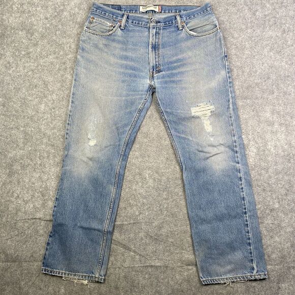 Levi's 505 Men's Jeans 36X30 Straight Leg Medium Blue Wash 100% Cotton - Picture 1 of 13